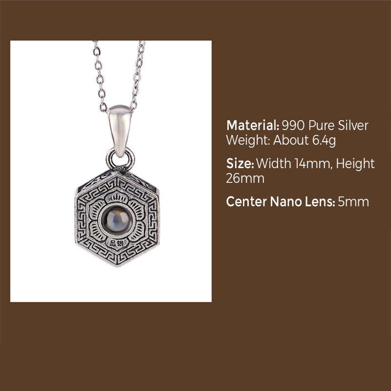 Nimara Ritual 990 Sterling Silver Tibetan Om Mani Padme Hum Lotus Love Projection Necklace Pendant
