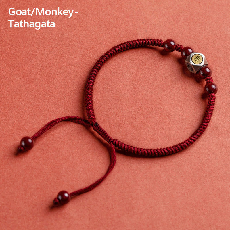 Nimara Ritual 925 Sterling Silver Chinese Zodiac Natal Buddha Cinnabar Calm Bracelet