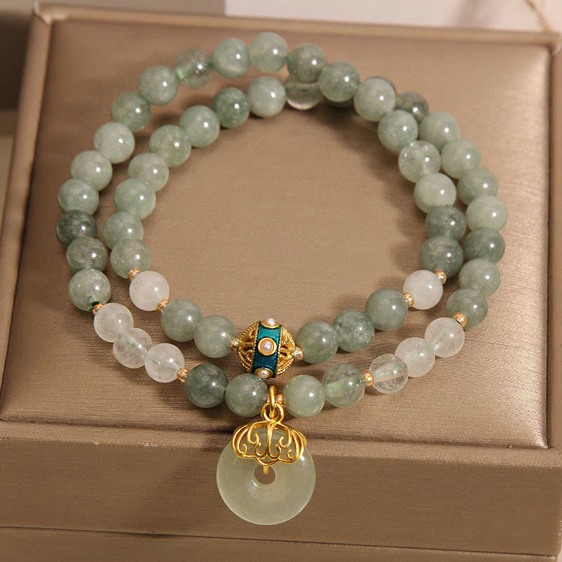 Nimara Ritual Green Aventurine Peace Buckle Charm Luck Double Wrap Bracelet