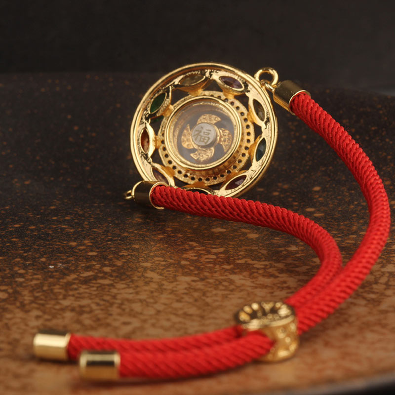 Nimara Ritual Colorful Zircon Copper Wealth Luck Rotation Bracelet Necklace Pendant