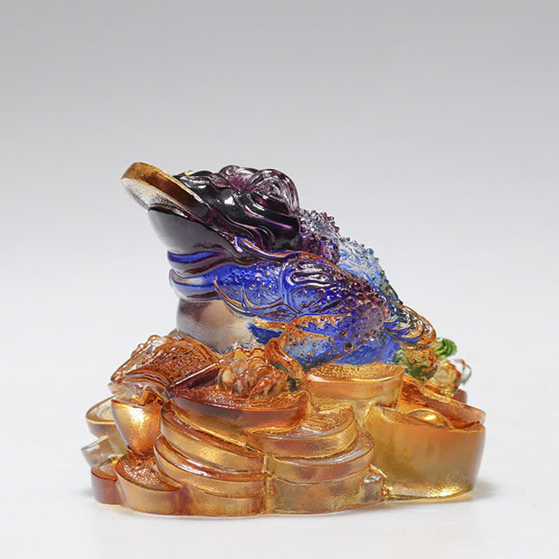 Nimara Ritual Feng Shui Frog Handmade Liuli Crystal Art Piece Wealth Home Office Decoration