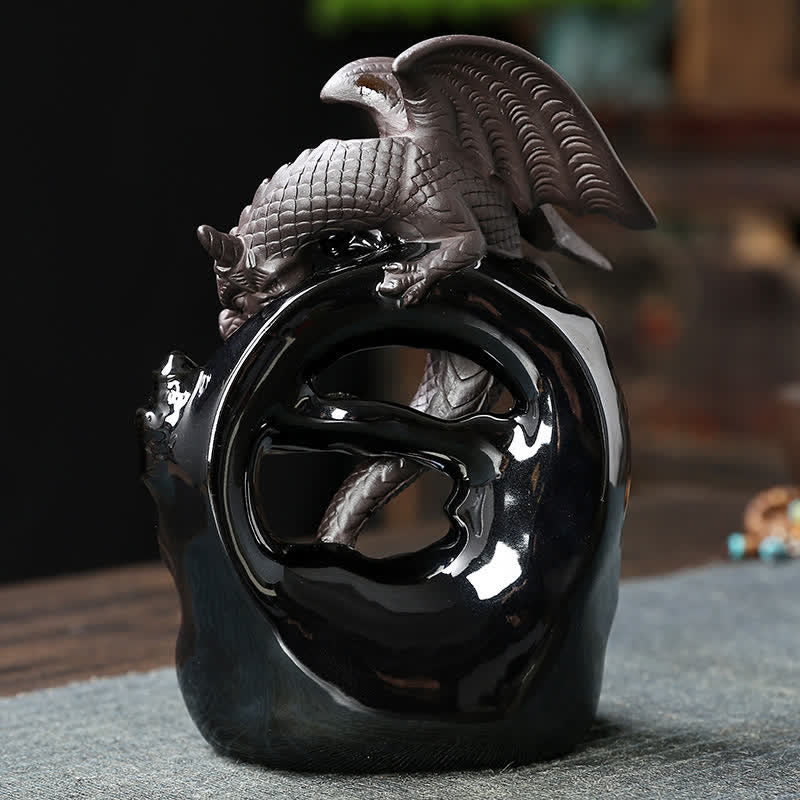Nimara Ritual Nordic Pterosaur Dragon Ceramic Backflow Smoke Fountain Protection Healing Incense Burner Decoration