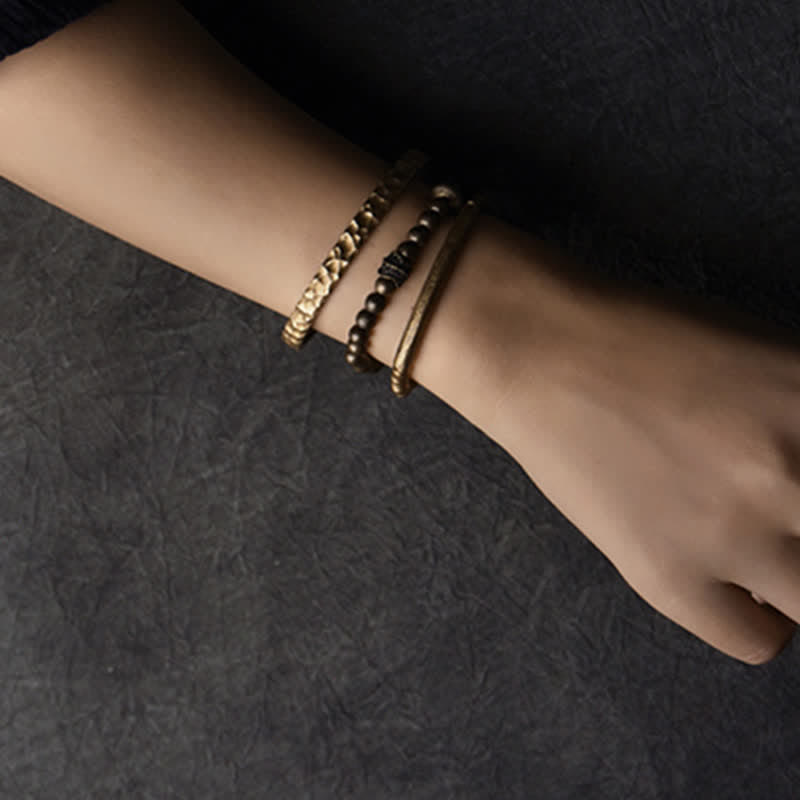 Nimara Ritual Lava Rock Stone Copper Balance Cuff Bracelet Bangle