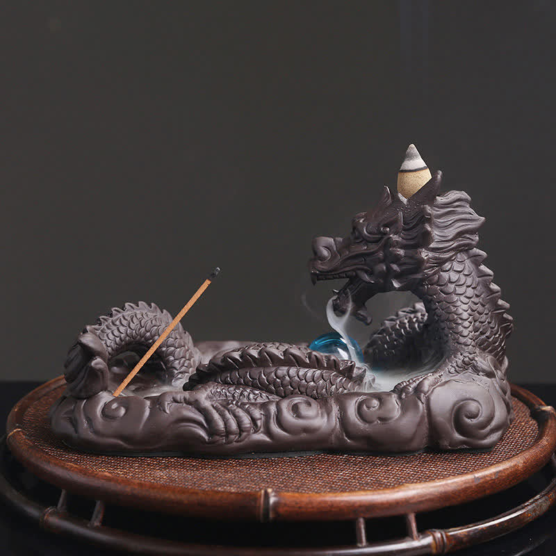 Nimara Ritual Dragon Playing Ball Flower Protection Incense Burner Decoration