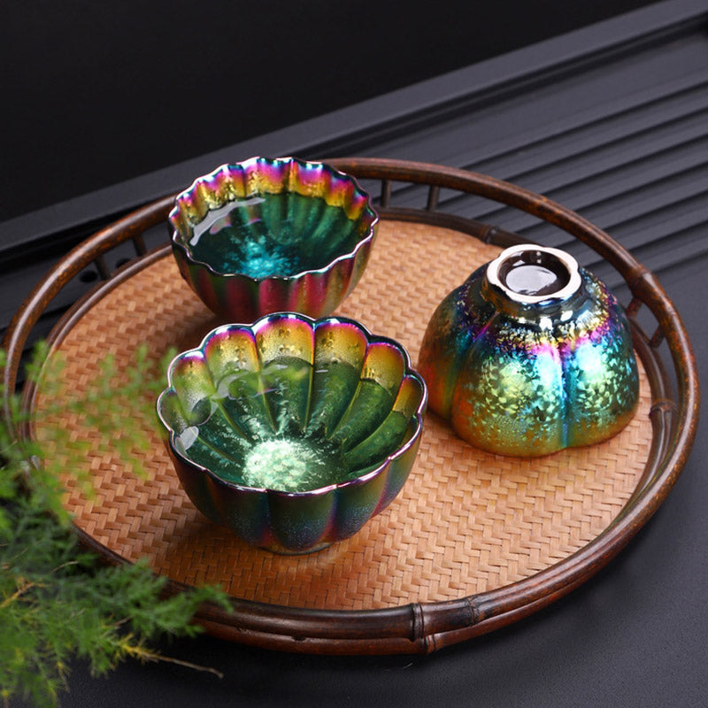Nimara Ritual Rainbow Color Jianzhan Ceramic Teacup Kung Fu Tea Cup Bowl