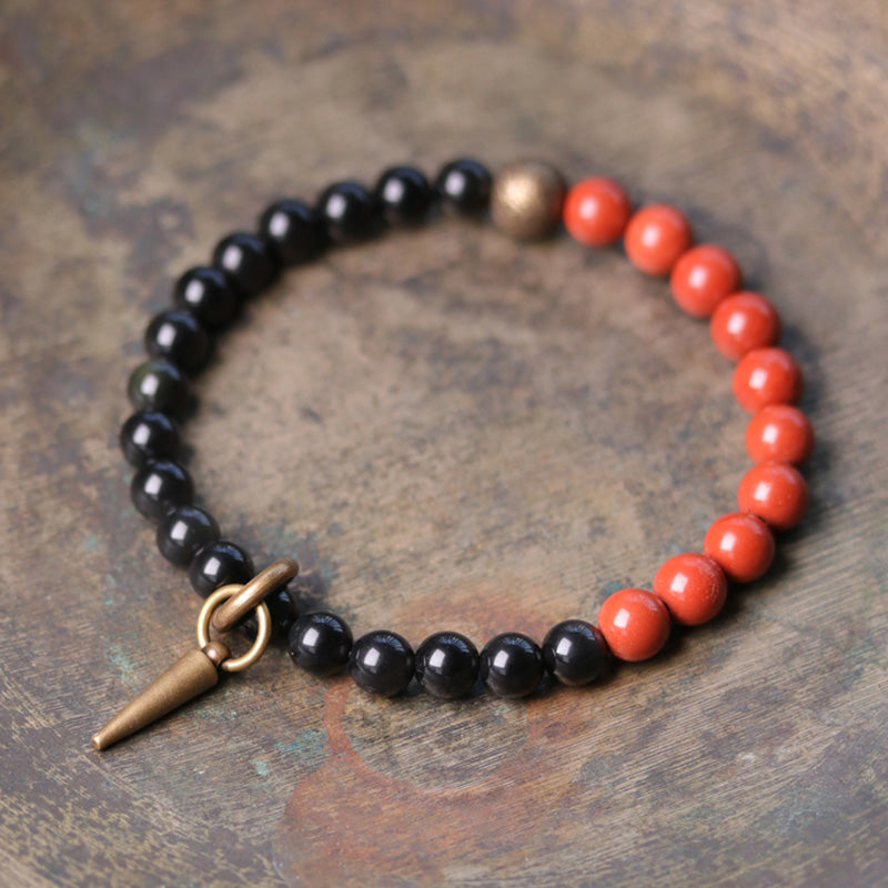 Nimara Ritual Black Obsidian Sodalite Crystal Copper Strength Couple Bracelet