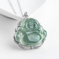 Nimara Ritual Laughing Buddha Natural Jade Luck Necklace Titanium Steel Chain Pendant