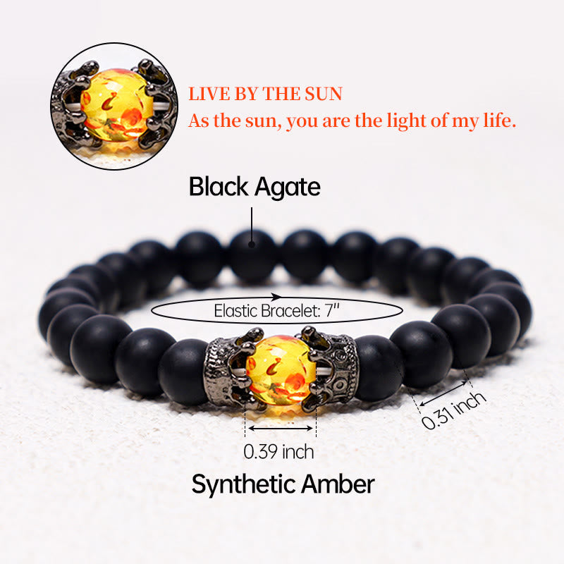 Nimara Ritual Natural Stone King&Queen Crown Healing Energy Beads Couple Bracelet