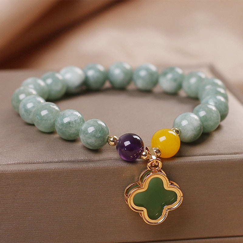 Nimara Ritual Jade Four Leaf Clover Luck Bracelet