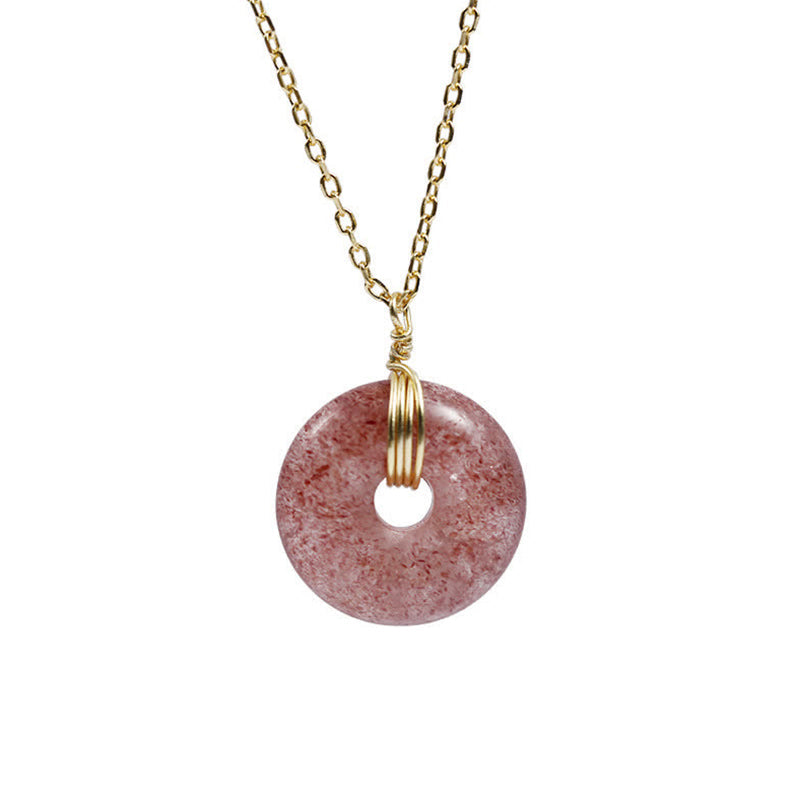 Nimara Ritual 925 Sterling Silver Strawberry Quartz Healing Positive Necklace
