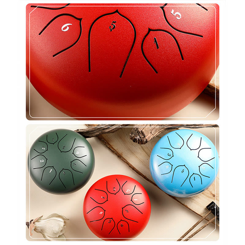Nimara Ritual Steel Tongue Drum Sound Healing Meditation Lotus Pattern Drum Kit 8 Note 6 Inch Percussion Instrument