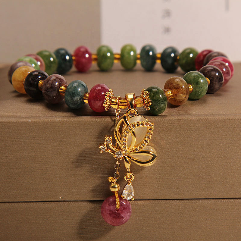 Nimara Ritual Colorful Tourmaline Butterfly Charm Wisdom Bracelet