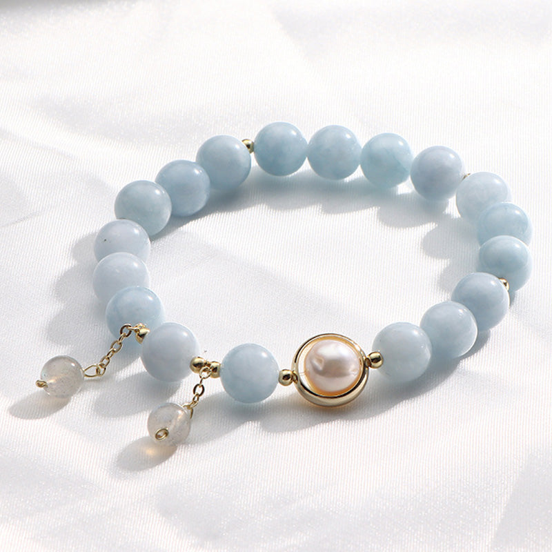 Nimara Ritual Aquamarine Pearl Healing Moonstone Beads Charm Bracelet