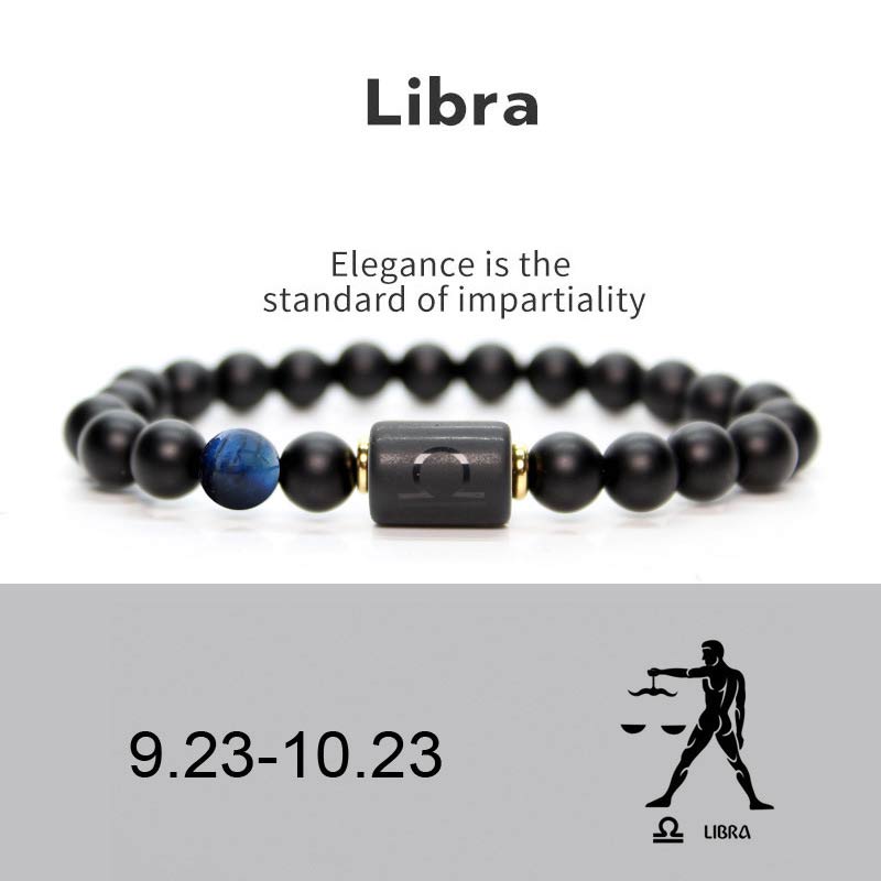 Nimara Ritual 12 Constellations of the Zodiac Black Onyx Adjustable Bracelet