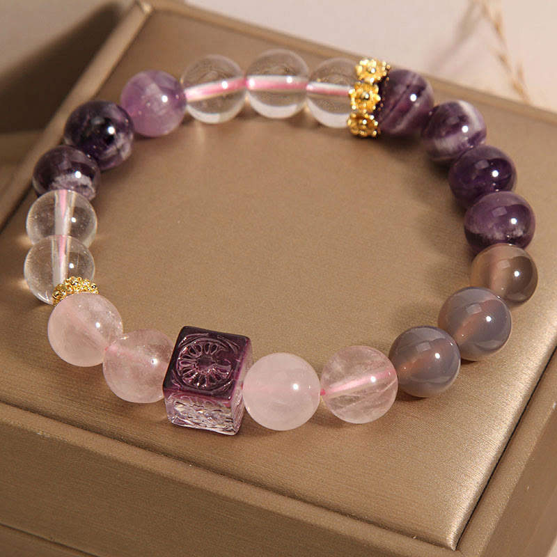 Nimara Ritual Natural Amethyst Pink Crystal Inner Peace And Healing Bracelet