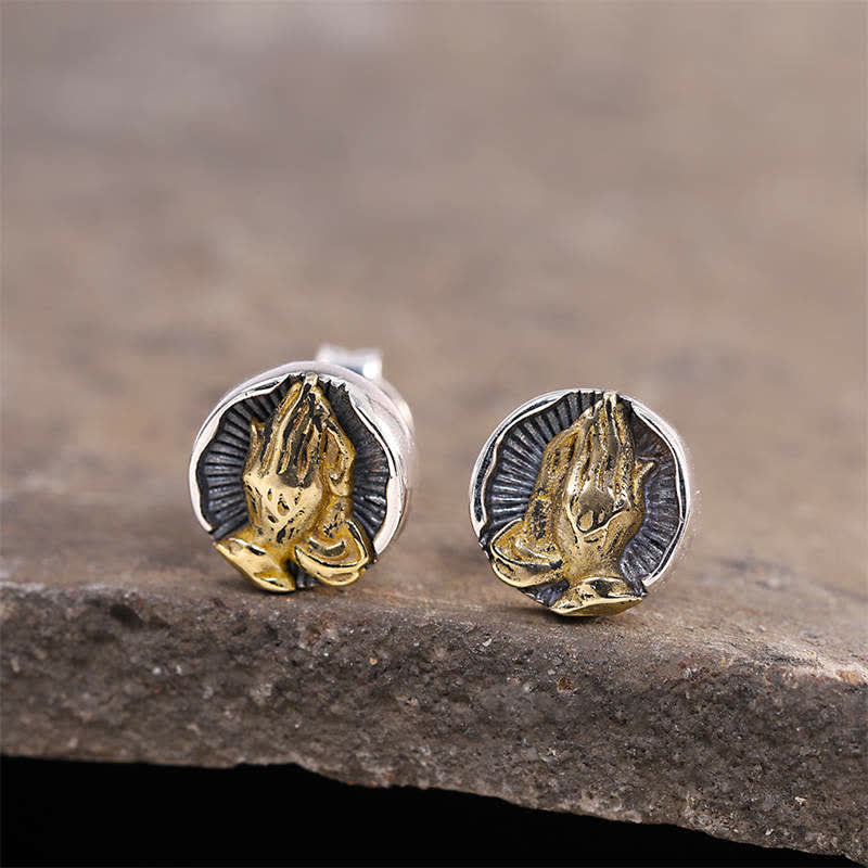 Nimara Ritual 925 Sterling Silver Namaste Equality Stud Earrings