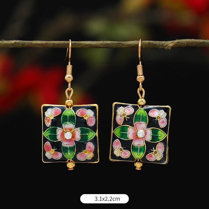 Nimara Ritual Lotus Butterfly Flower Alloy Copper Enlightenment Drop Earrings