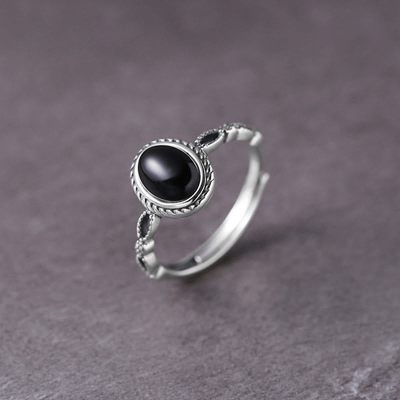 Nimara Ritual 925 Sterling Silver Black Onyx Fortune Ring