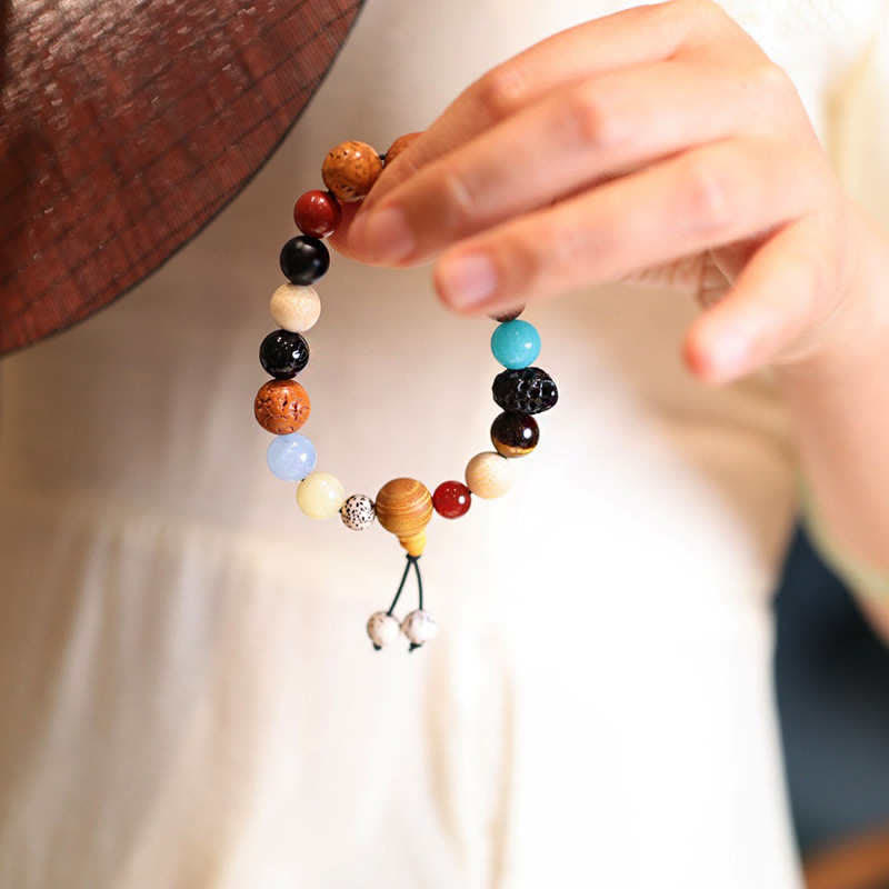 Nimara Ritual Bodhi Seed Agate Wisdom Harmony Wrist Mala Bracelet