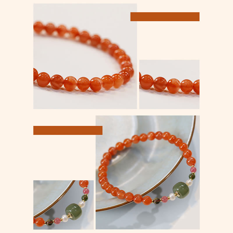 Nimara Ritual Natural Red Agate Hetian Jade Bead Confidence Calm Bracelet