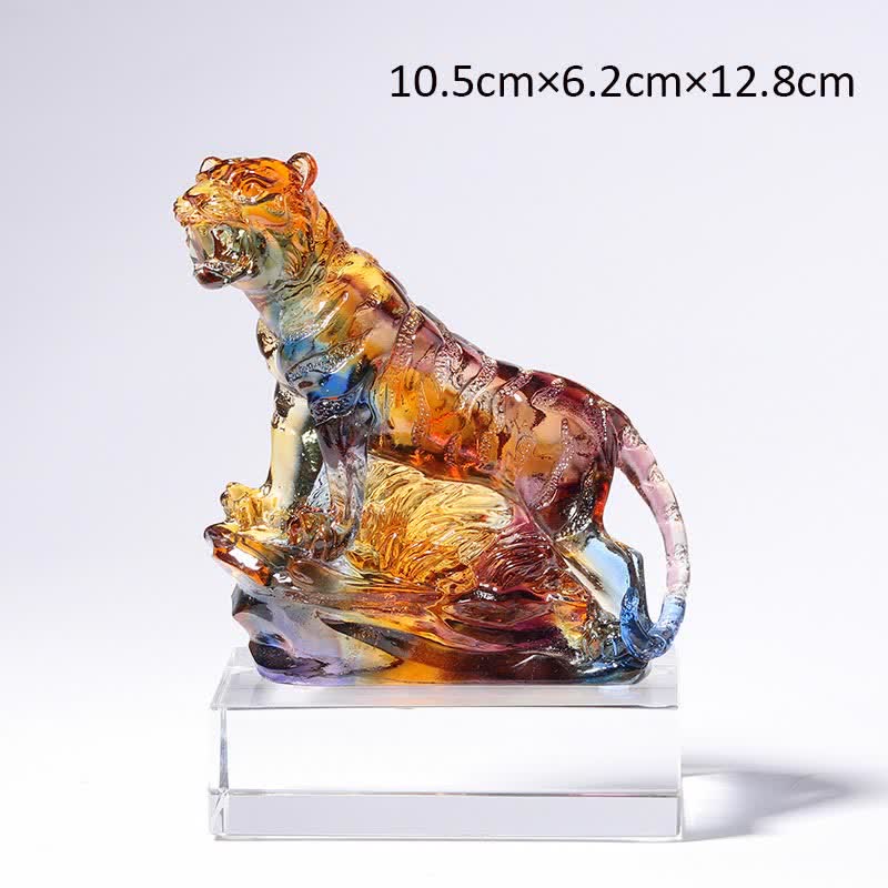 Nimara Ritual Handmade Liuli Crystal Tiger Art Piece Protection Home Decoration