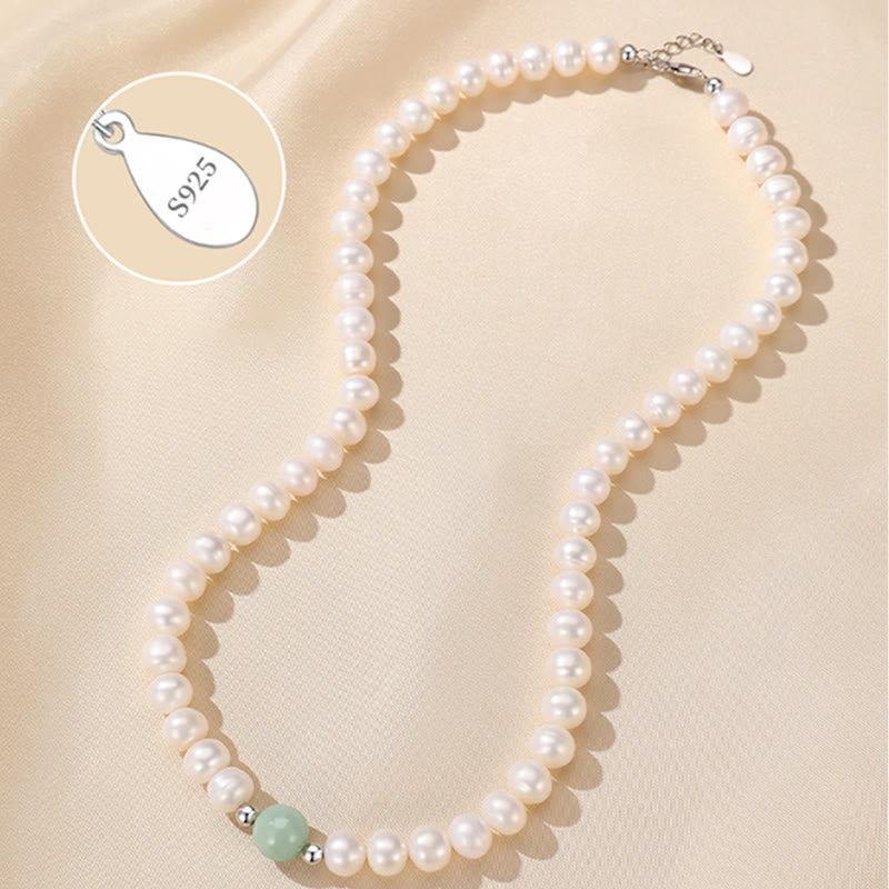 Nimara Ritual 925 Sterling Silver Natural Pearl Jade Healing Necklace Bracelet Earrings With Gift Box