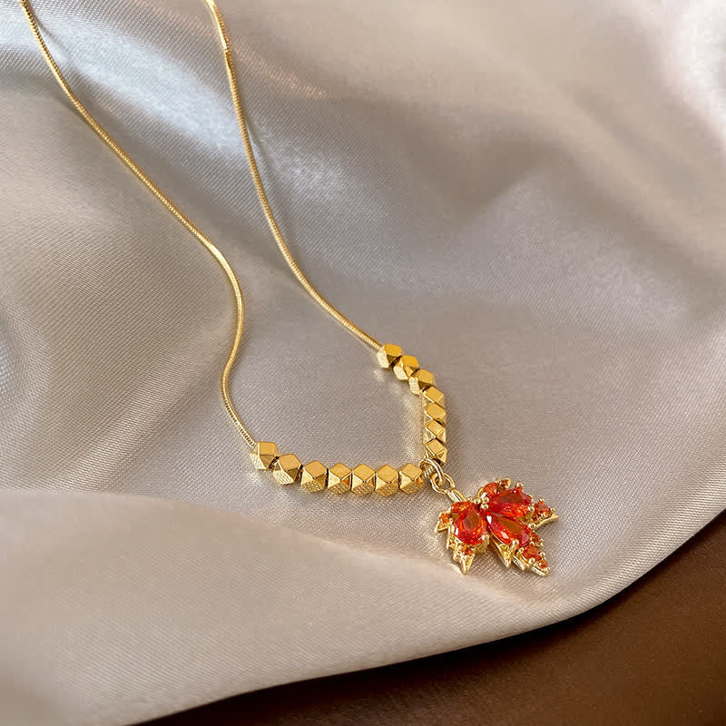 Nimara Ritual Maple Leaf Zircon Luck Necklace Pendant Ring Earrings