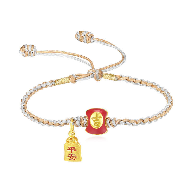 Nimara Ritual 925 Sterling Silver Handmade Auspicious Chinese Character Blessing Braided String Bracelet