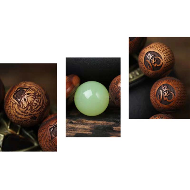 Nimara Ritual Tibetan Rosewood Engraving Tiger Protection Bracelet