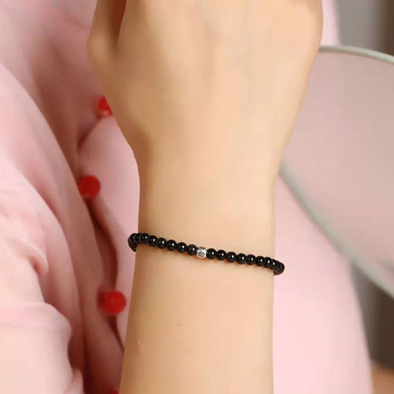 Nimara Ritual Natural Black Obsidian Smoky Quartz Purification Strength Bracelet