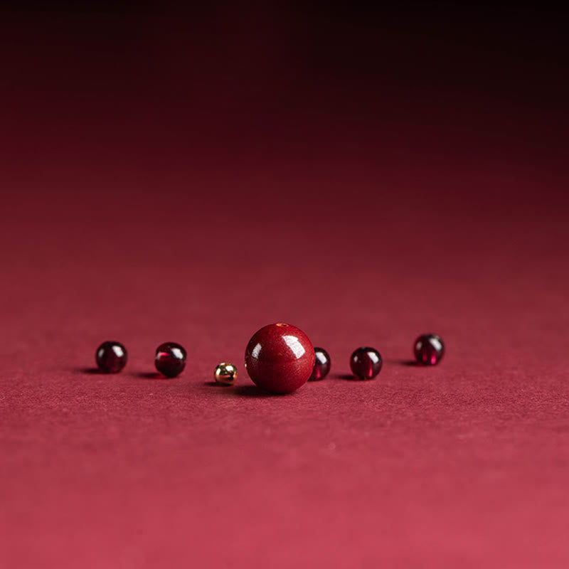 Nimara Ritual Garnet Cinnabar Lucky Bead PiXiu Om Mani Padme Hum Rose Protection Ring