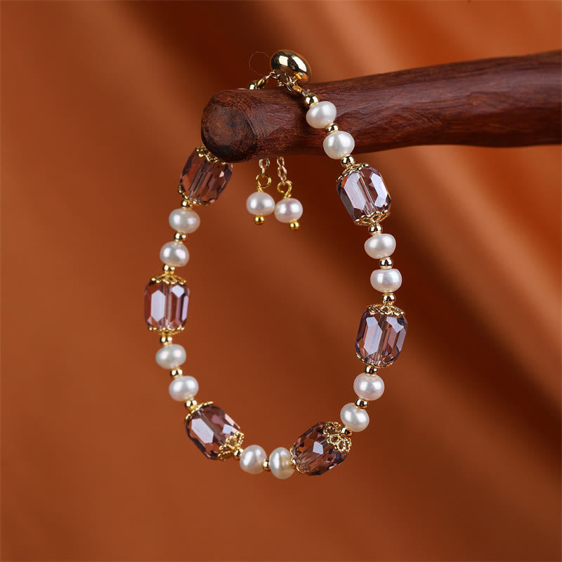 Nimara Ritual Natural Amethyst Pearl Peace Healing Chain Bracelet