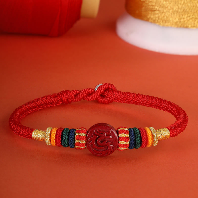 Nimara Ritual Year of the Dragon 925 Sterling Silver Chinese Zodiac Cinnabar Auspicious Matches Blessing Bracelet
