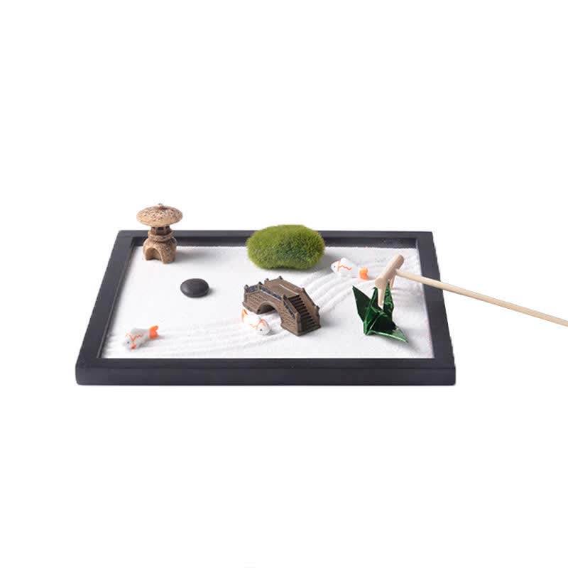 Nimara Ritual Koi Fish Small Bridge Grass Landscape Peace Meditation Zen Garden Decoration