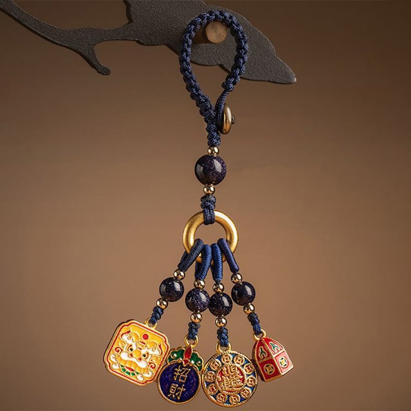 Nimara Ritual Nothing to Be Superstitious Dancing Lion Copper Wealth Key Chain