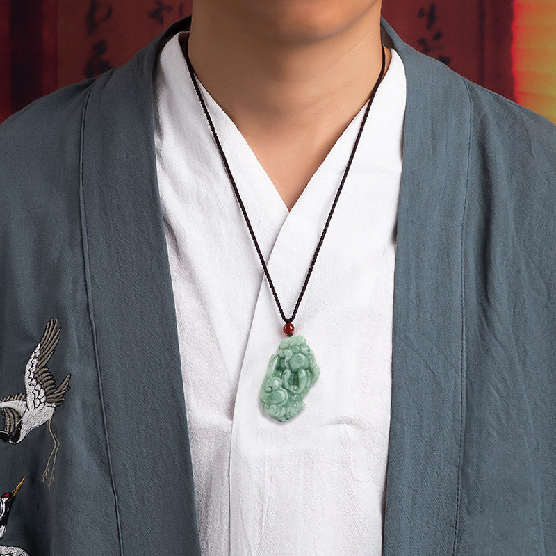 Nimara Ritual Jade PiXiu Wealth Luck String Necklace Pendant