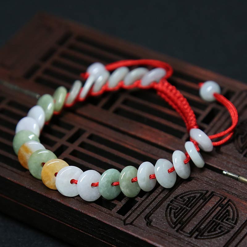 Nimara Ritual Round Jade Lucky Red String Weave Bracelet