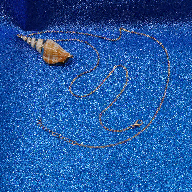 Nimara Ritual Natural Shankha Conch Shell Seashell Lucky Necklace Pendant
