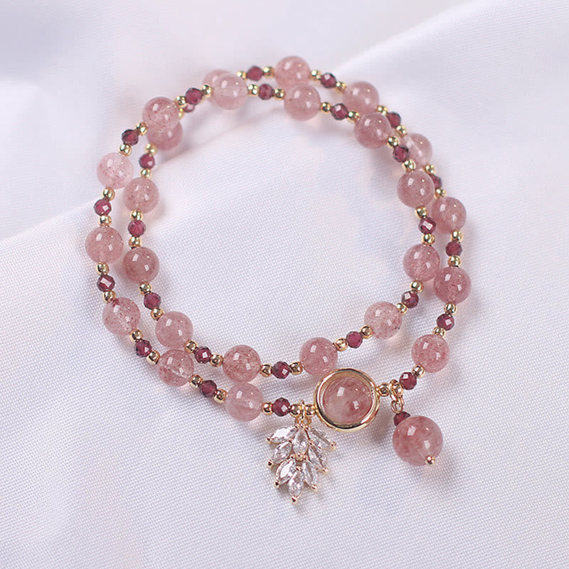 Healing of Love Strawberry Quartz Double Wrap Bracelet