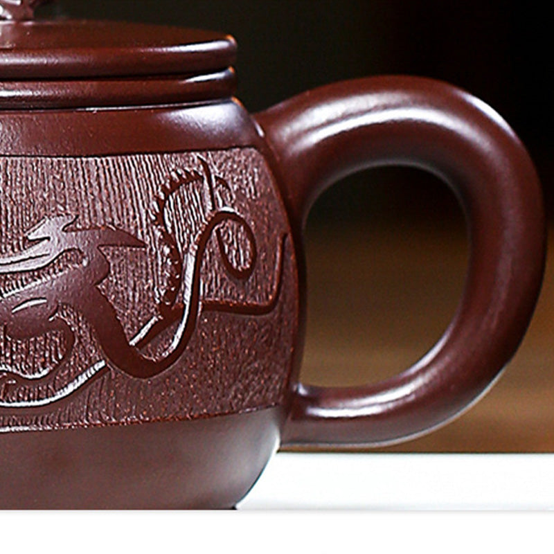 Nimara Ritual Yixing Handmade Brown Dragon Purple Clay Kung Fu Teapot 240ml