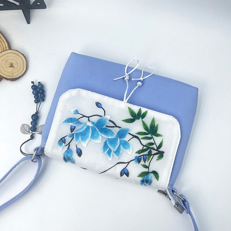 Nimara Ritual Embroidered Camellia Epiphyllum Gardenia Sakura Flowers Crossbody Bag Shoulder Bag Cellphone Bag
