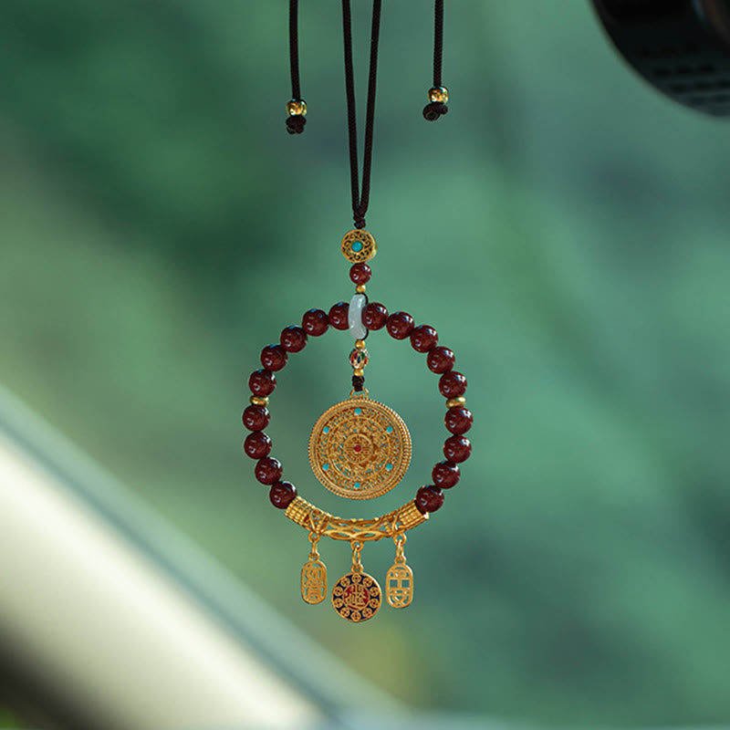 Nimara Ritual Natural Cinnabar Wish Ruyi Peace Blessing Car Hanging Decoration