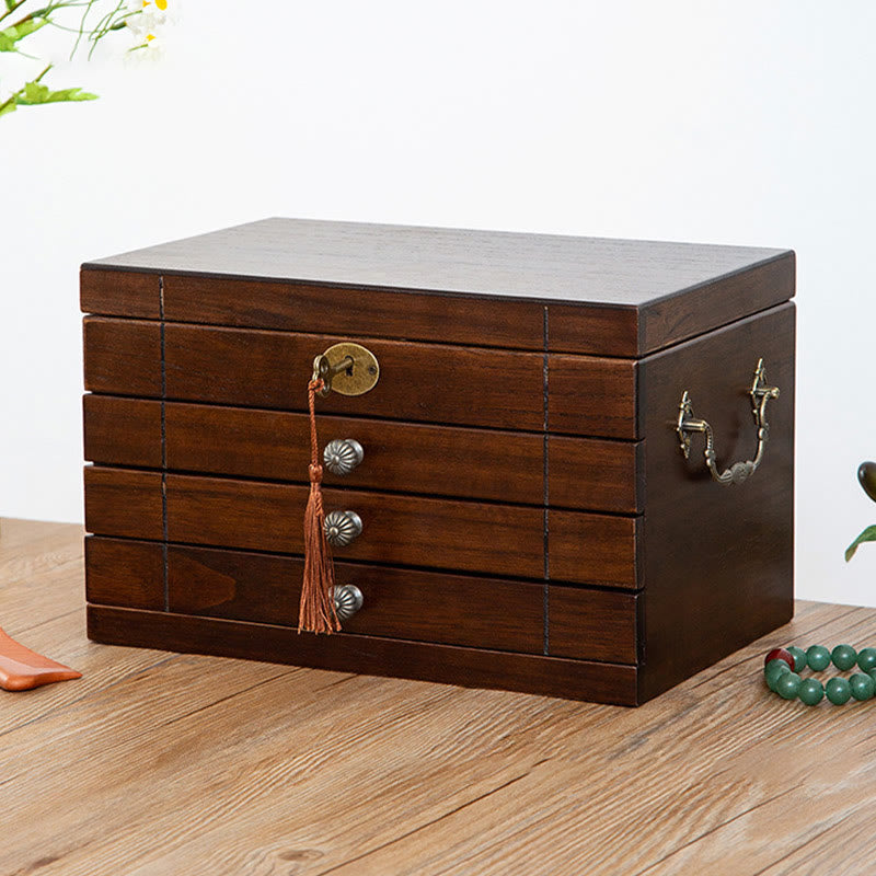 Nimara Ritual Retro Solid Wood Jewelry Box Four-Layer Wooden Jewelry Storage Box