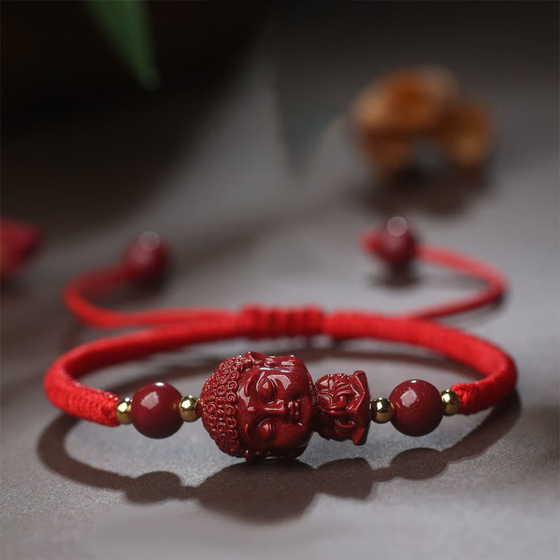 Nimara Ritual Chinese Zodiac Natal Buddha Cinnabar Amulet Blessing String Bracelet
