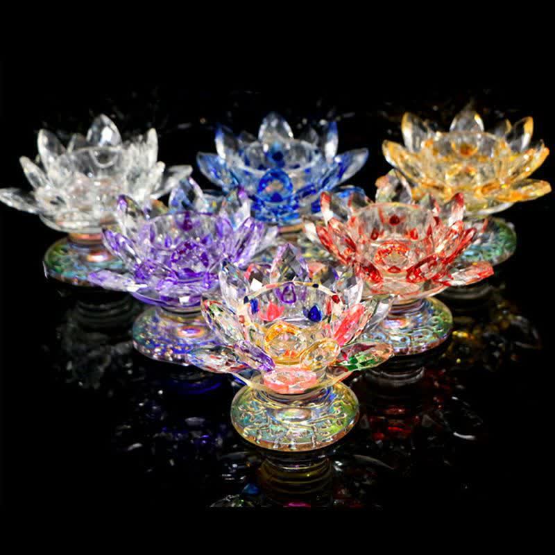 Nimara Ritual Lotus Flower Crystal Candle Holder Home Office Offering Decoration