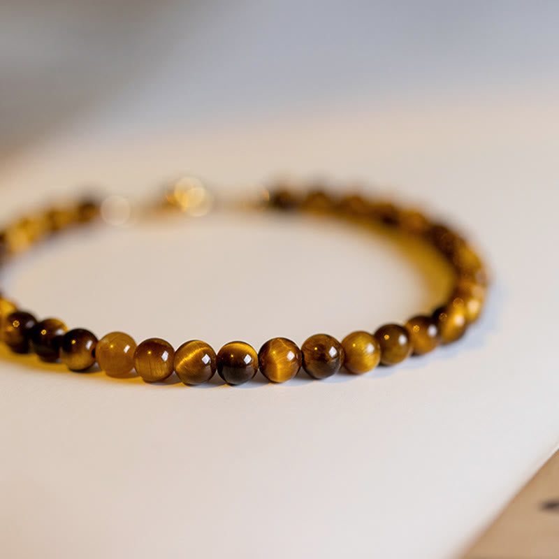 Nimara Ritual 14K Gold Plated Natural Tiger Eye Stone Courage Protection Bracelet