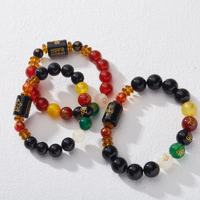 Nimara Ritual Five Elements Black Onyx Red Agate Wisdom Wealth Bracelet