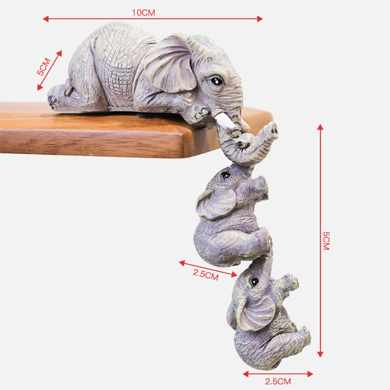 Nimara Ritual 3pcs Feng Shui Elephant Sitter Figurines Wealth Figurine Home Decoration