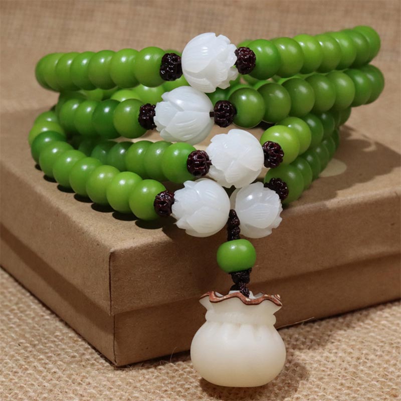 Nimara Ritual Natural Bodhi Seed 108 Beads Mala Wisdom Bracelet