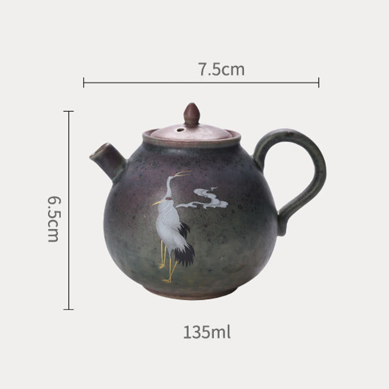 Nimara Ritual White Crane Cloud Chinese Gongfu Tea Ceramic Kung Fu Teapot